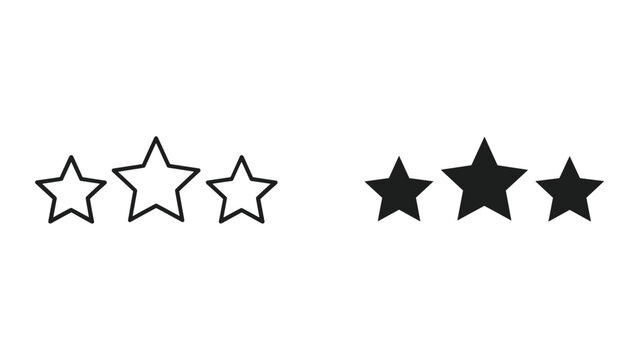 Three star rating icon set