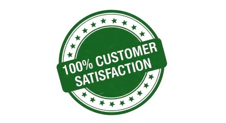 100%顧客満足度保証の緑色の丸いスタンプアイコン