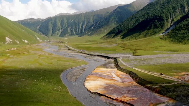 Aerial view of Truso valley mineral springs