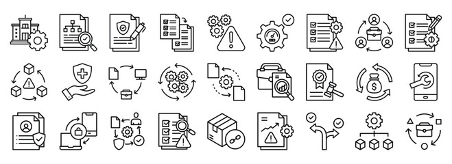 Business Continuity Planning icon collection. Containing design Business Resilience, Communication Plan, Contingency Plan, Facility Management , Business Continuity Team