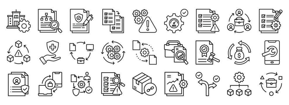 Business Continuity Planning icon collection. Containing design Business Resilience, Communication Plan, Contingency Plan, Facility Management , Business Continuity Team