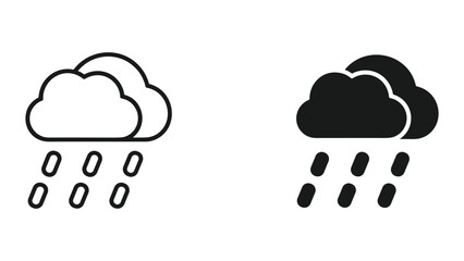Rainy weather cloud icon set
