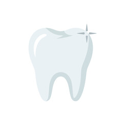 Obraz premium Bright white tooth with a sparkling highlight, symbolizing excellent dental hygiene, fresh breath, and a healthy, radiant smile that reflects good oral care practices