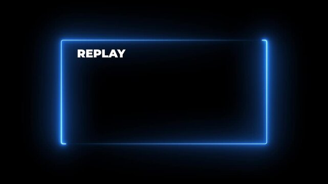 Video Camera Replay Screen Animation on black Background in HD, Cinematic Replay Overlay for Video Editing and Film Effects