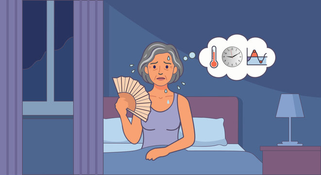 Older Person Experiencing Night Sweats in Bed