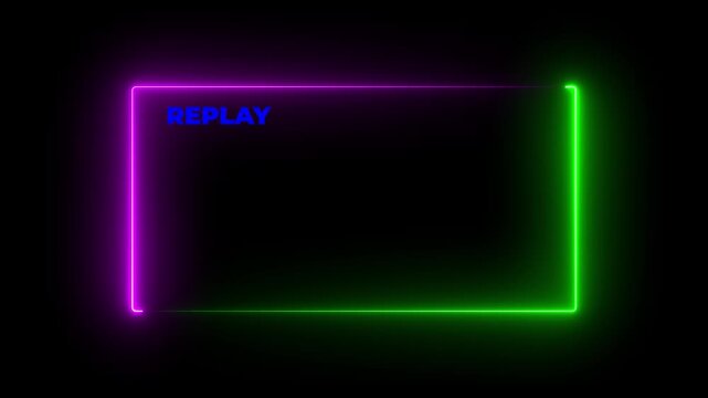 Video Camera Replay Screen Animation on black Background in HD, Cinematic Replay Overlay for Video Editing and Film Effects