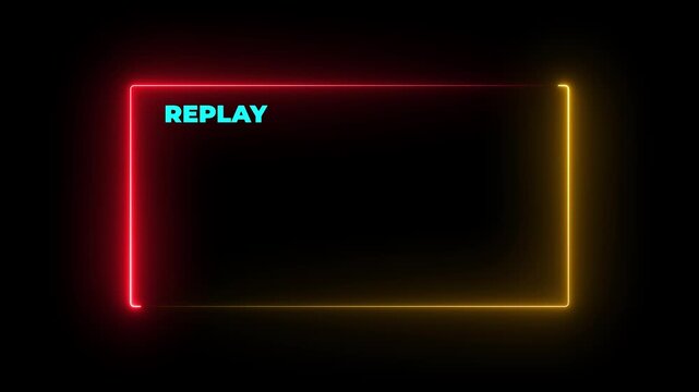 Video Camera Replay Screen Animation on black Background in HD, Cinematic Replay Overlay for Video Editing and Film Effects