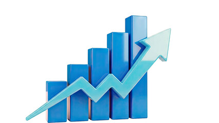 3D Bar Chart with Upward Arrow