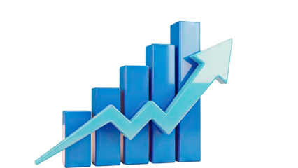 3D Bar Chart with Upward Arrow
