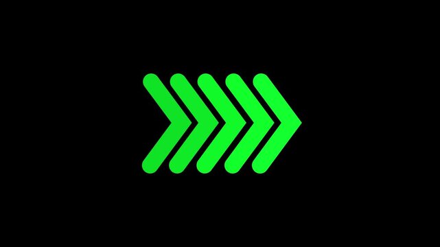 Right-directional white arrow loop animation. Animated arrows for the overlay video layer. Swipe right for the animation. Blinking arrow navigation. arrow icon concept. arrow concept. 4k video