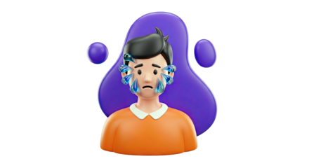 3D Sad Character Crying with Tears
