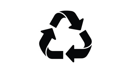Obraz premium Universal black recycling symbol with three arrows in circular triangle shape for environmental waste management concept.
