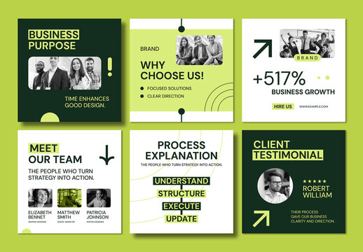 Corporate Business Social Media Carousel with Strategy and Team Focus