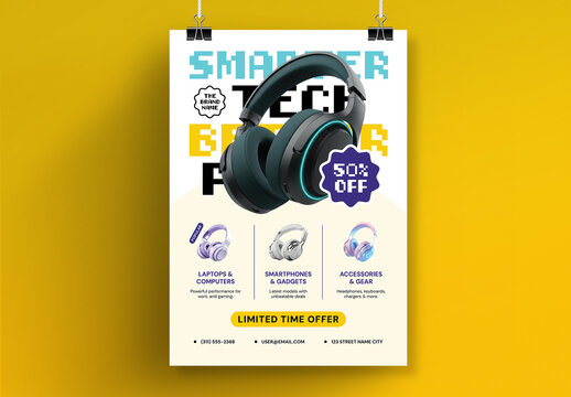 Smart Tech Gadgets Sale Poster Design Template