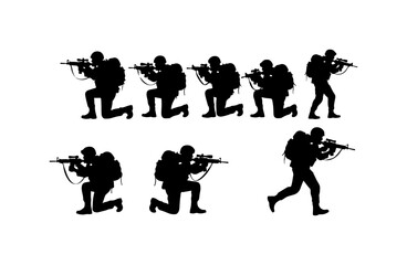 Soldiers in Action Silhouettes