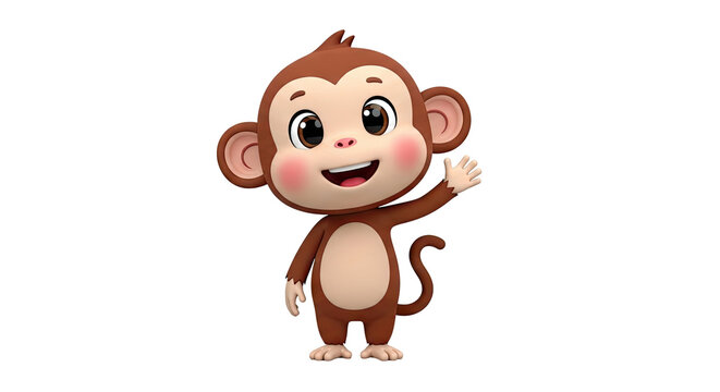 Cute cartoon monkey waving hello