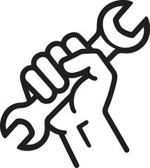 Hand holding wrench tool icon outline