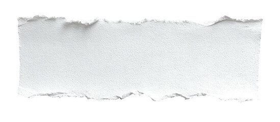 Torn rectangular paper fragment, rough edges on black