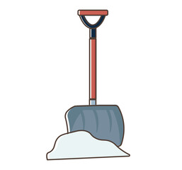 雪かき用スコップのスノーショベルのイラスト。ベクターイラスト