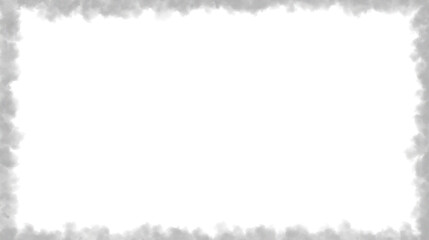 Soft grey smoky frame border overlay with fog texture, clean PNG cinematic background
