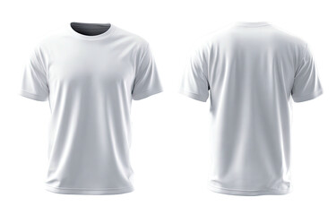 Clean, white t-shirt mock up, front and back view, set against a black background