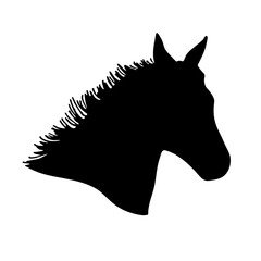 The horse head silhouette. Hand-drawn vector illustration, clipart isolated on a white background
