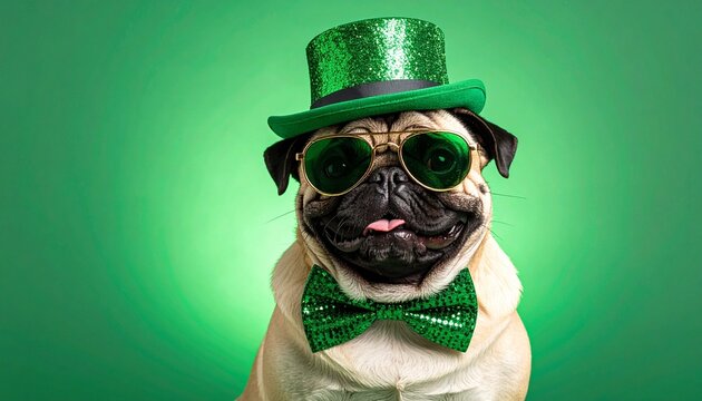 St. Patrick&rsquo;s Day pug in green costume