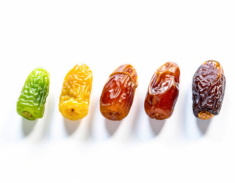 Date Fruit Ripening Stages from Green to Dried Isolated