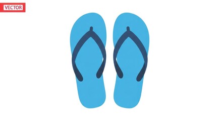 Pair of light blue flip-flops on a white background, sandal footwear