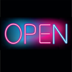 Open Text Effect Neon. We are open editable text effect with blue and purple color