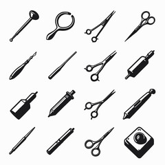 Naklejka premium Professional Surgical Instruments and Operating Room Equipment Vector Icon Set