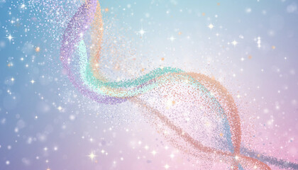 Abstract pastel glitter spiral wave background　パステルカラーの螺旋状に輝く光の背景　デジタルイラスト