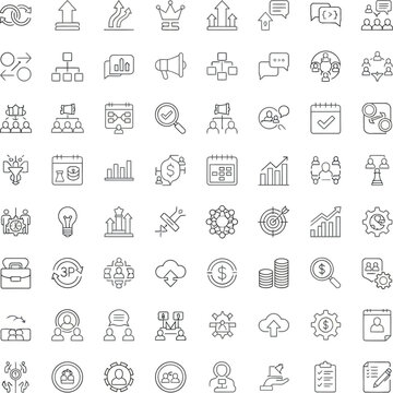 Teamwork and management line icons collection. Vector illustration eps10.
Teamwork & Management Line Icons Set &ndash; 82 Business Outline Vector Icons.