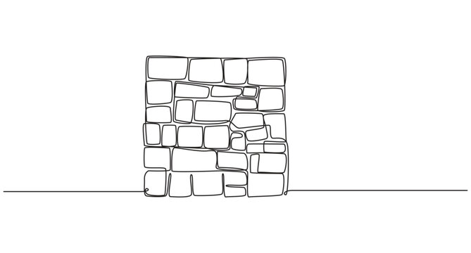 brick wall one continuous line art drawing.8