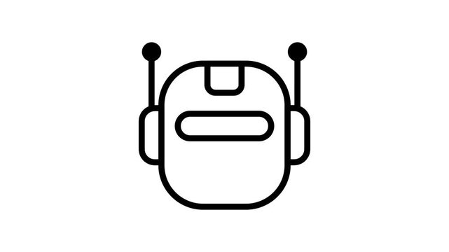Animated chatbot head icon processing information