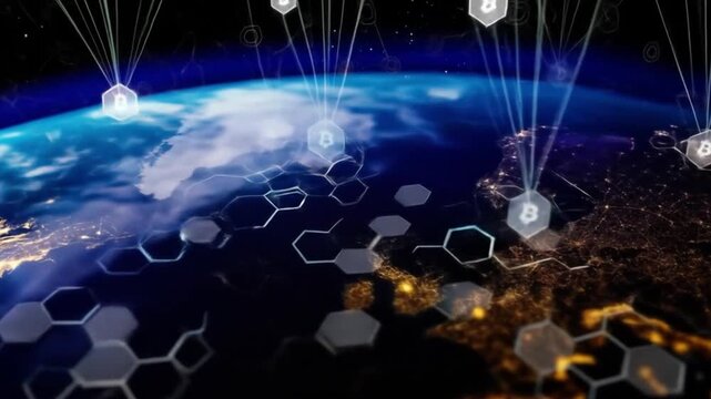 Global economic connectivity with advanced technology and cross-border information transfer.