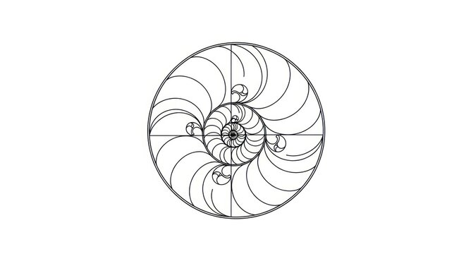 Geometric design, spiral shape pattern on white background