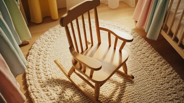 Wooden Rocking Chair in a Cozy Nursery Setting