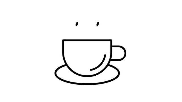 Steaming coffee cup line icon animation