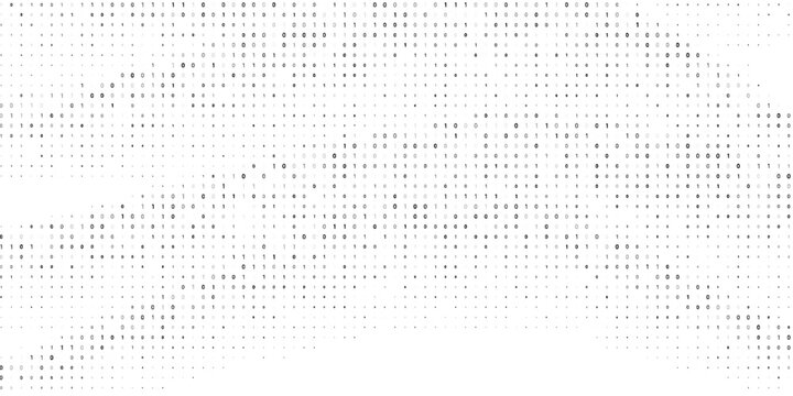 Abstract binary code wave of ones and zeros. Vector graphic pattern with digital stream