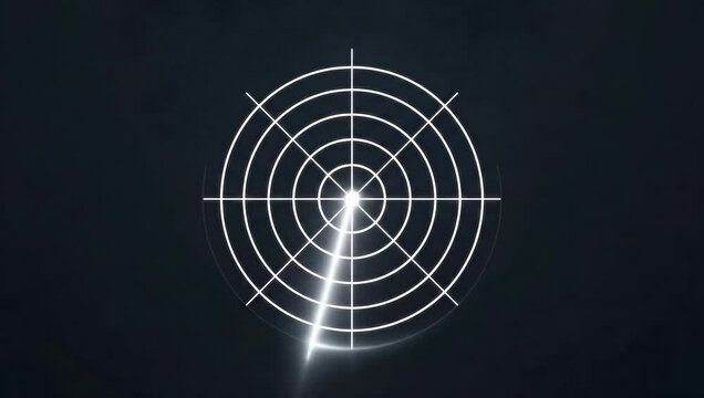 Digital Radar Screen Scanning with Glowing Light Beam and Grid Lines for Navigation
