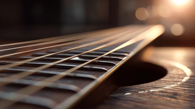 Acoustic guitar neck closeup