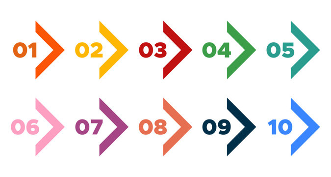 set icon vector colored number 1 ,2,3,4,5,6,7,8,910 point collection design