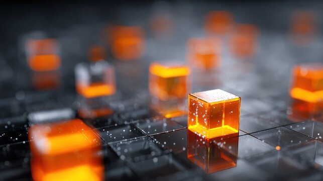 Glowing orange cubes