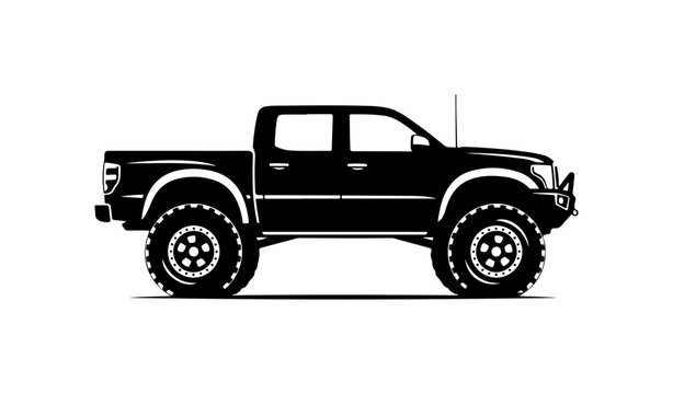 Black Lifted Truck with Large Tires