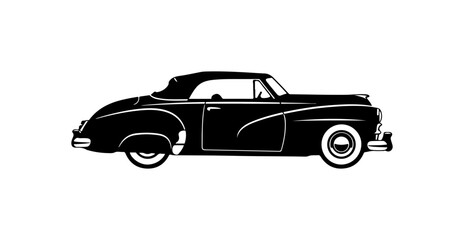 Fototapeta premium Vintage Black Convertible Car Illustration