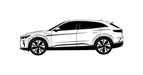 Fototapeta premium Modern Electric SUV Side Profile Illustration