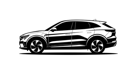 Fototapeta premium Modern Electric SUV Side View Illustration