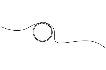 Fototapeta premium Black circle continuous line drawing modern abstract minimalist design on white background.Black circle one line drawing simple abstract geometric shape vector illustration.