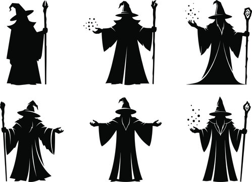 Wizard Silhouette Casting Spark Spell